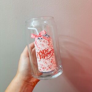 Pink Dr Pepper Floral Glass
